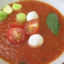 vergrössert: frische Tomatensuppe mit Einlagen